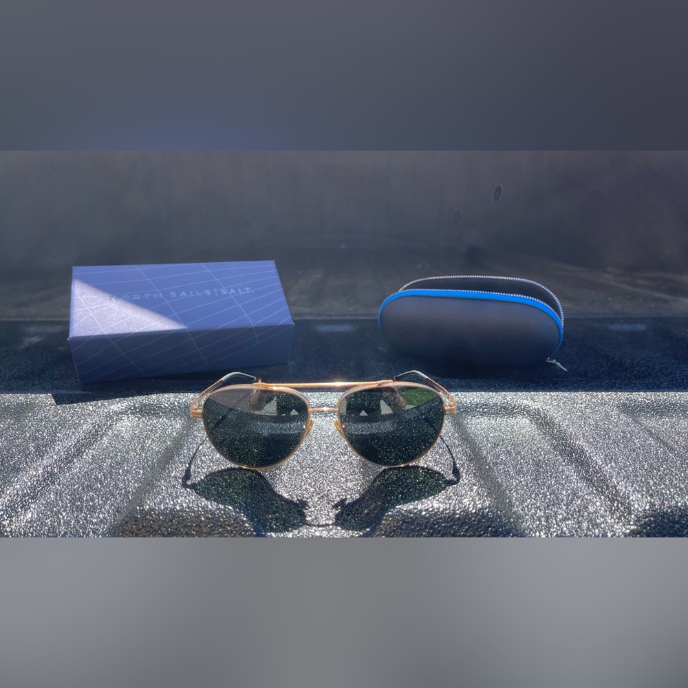 Salt. North Sails VMG Sunglasses Brushed Gold Green Glass Polarized Lenses